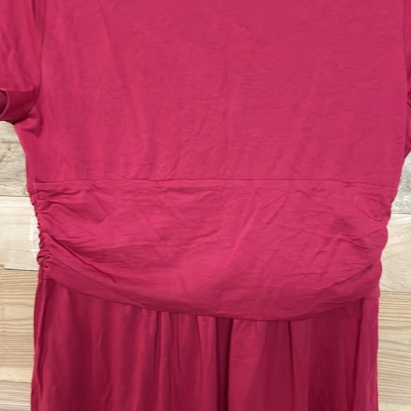 LOFT size Medium Red Wrap Midi Lightweight Soft and Stretchy Dress with V-Neck - Picture 6 of 7